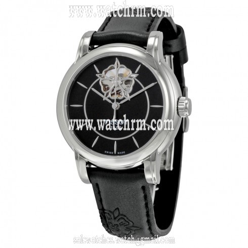 Tissot T-Classic Lady Heart Powermatic 80 Automatic Black Dial Black Synthetic Leather Ladies Watch T0502071705104