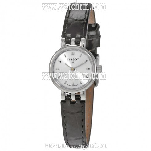 Tissot T-Lady Lovely Silver Dial Black Leather Ladies Watch T0580091603100