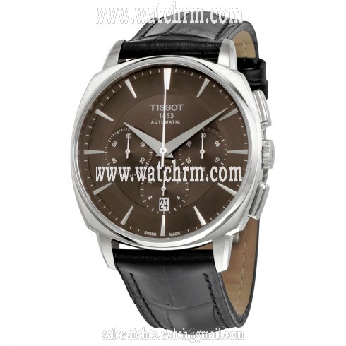 Tissot T-Lord Automatic Chronograph Black Dial Black Leather Men's Watch T0595271605100
