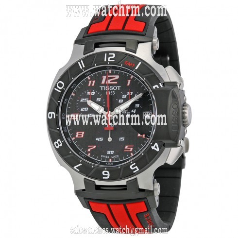 Tissot T Race  Chronograph Black Dial Black and Red Silicone Men's Watch T0484172720701