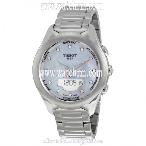 Tissot T-Touch Solar Mother of Pearl Diamond Dial Stainless Steel Ladies Watch T0752201110600