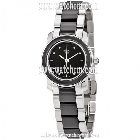 Tissot T-Trend Black Ceramic Diamond Ladies Watch T0642102205600