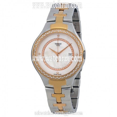 Tissot T12 Mother of Pearl Dial Diamond Set Two-tone Ladies Watch T0822106211600