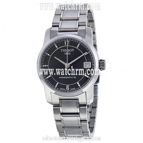 Tissot T-Classic Automatic Black Dial Titanium Ladies Watch T0872074405700