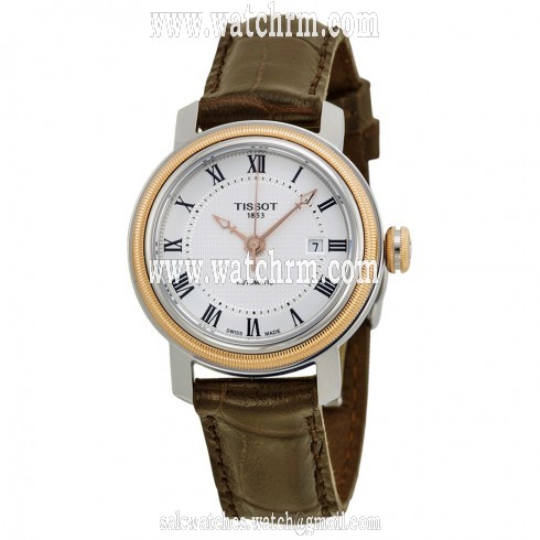 Tissot T-Classic Bridgeport Brown Leather White Dial Ladies Watch T0970072603300
