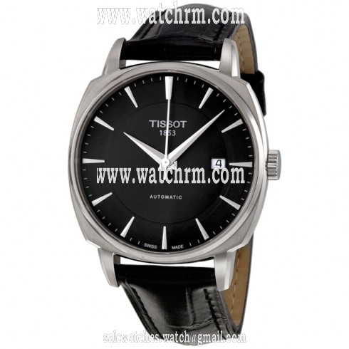 Tissot T-Lord Black Dial Automatic Black Leather Men's Watch T0595071605100