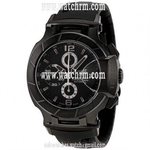 Tissot T-Race Black Dial Chronograph Automatic Black Rubber Men's Watch T048.427.37.057.00