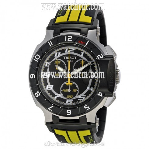 Tissot T-Race Chronograph Black Dial Black and Yellow Rubber Men's Watch T0484172705713