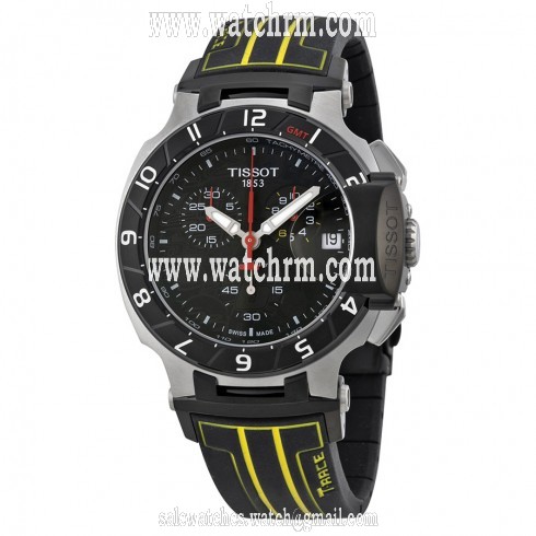 Tissot T-Race Chronograph Black Dial Black Rubber Men's Watch T0484172705103
