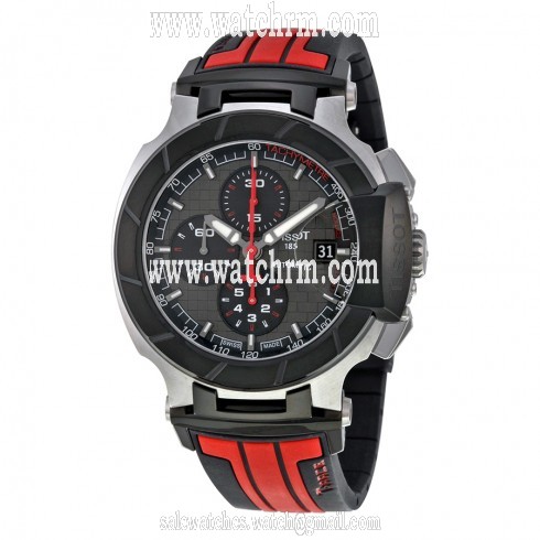 Tissot T-Race Motogp Chronograph Automatic Grey Dial Black and Red Rubber Men's Watch T0484272706100