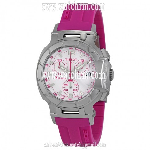 Tissot T-Race White Dial Pink Rubber Ladies Watch T0482171701701