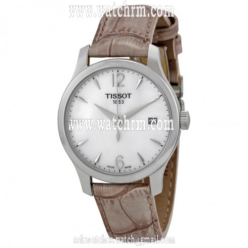 Tissot Tradition Mother of Pear Dial Grey Leather Ladies Watch T0632101711700
