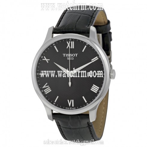 Tissot Traditon Gents Black Dial Black Leather Men's Quartz Watch T0636101605800