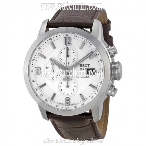 Tissot T-Sport PRC 200 Chronograph White Dial Brown Leather Men's Watch T0554271601700