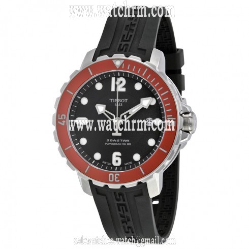 Tissot T-Sport Seastar 1000 Automatic Black Dial Black Rubber Men's Watch T0664071705703