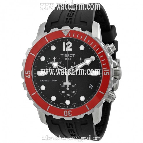 Tissot T-Sport Seastar Chronograph Black Dial Black Rubber Men's Watch T0664171705701