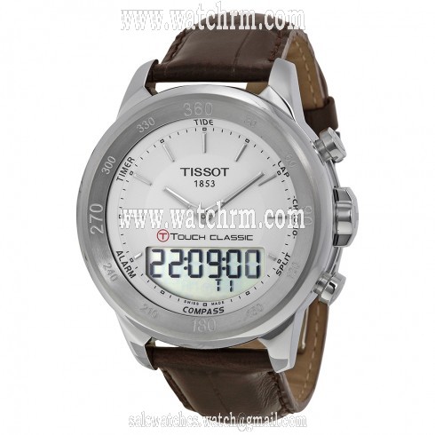 Tissot T-Touch Classic Touch Silver Dial Brown Leather Men's Watch T0834201601100