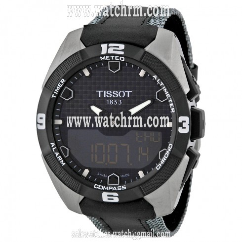 Tissot T-Touch Expert Solar Black Analog Digital Dial Black Leather Men's Watch T0914204605101