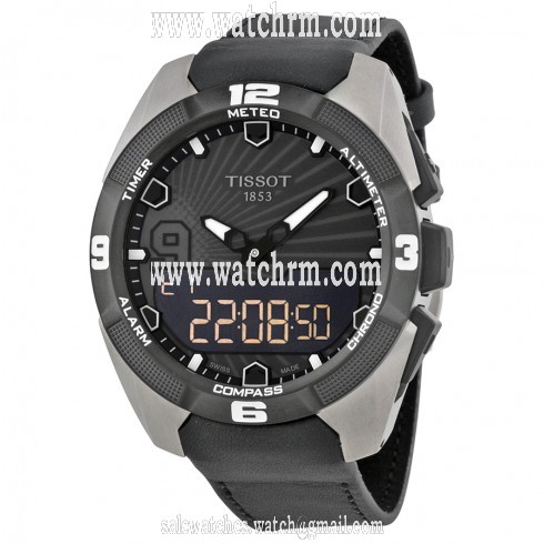 Tissot T-Touch Expert Solar Tony Parker Black Analog Digital Dial 100 Meters Water Resistant Black Leather Men's Watch T0914204606100