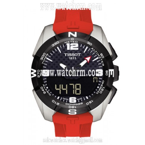 Tissot T-Touch Expert Solar Black Dial Red Silicon Band Men's Quartz WatchT0914204705700