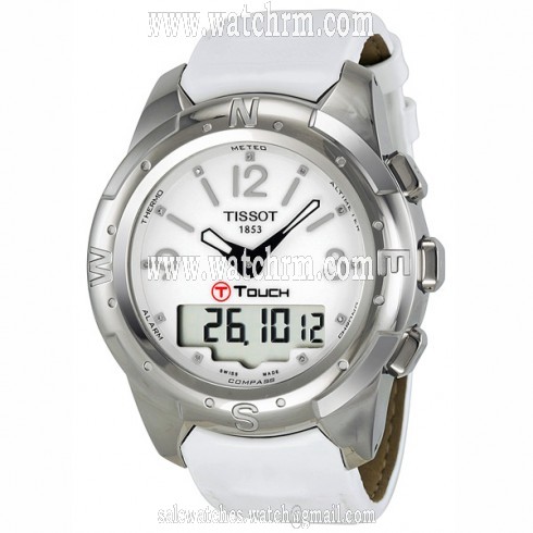 Tissot T-Touch II Titanium Diamond White Leather Ladies Watch T0472204601600