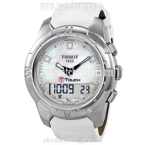 Tissot T-Touch II White Mother of Pearl Diamonds Ladies Watch T0472204611600