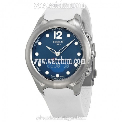 Tissot T-Touch Solar Blue Dial White Rubber Ladies Watch T0752201704700