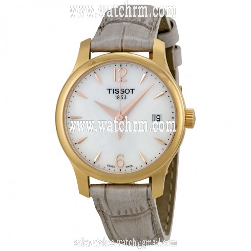 Tissot T-Trend Tradition Mother of Peal Grey Leather Ladies Watch T0632103711700