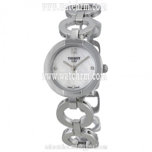 Tissot White Mother of Pearl Dial Diamond-set Stainless Steel Bangle Ladies Watch T0842101111601