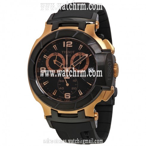 Open Box - Tissot T-Race Chronograph Rose Gold-tone Case Black Rubber Men's Watch T0484172705706