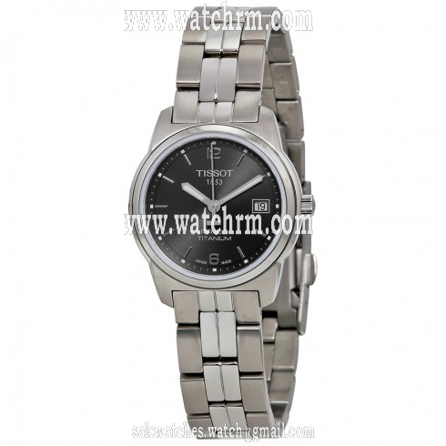 Open Box - Tissot PR100 Black Dial Titanium Bracelet Ladies Watch T0493104406700