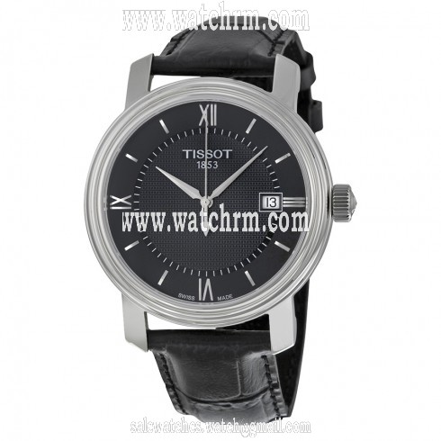 Tissot Bridgeport Quartz Black Dial Black Leather Men's Watch T0974101605800
