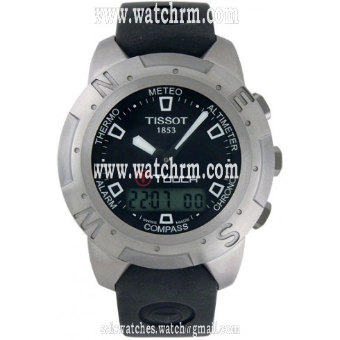 Open Box - Tissot T-Touch Titanium Analog/Digital Multifunction Black Rubber Men's Watch T33.7.598.51