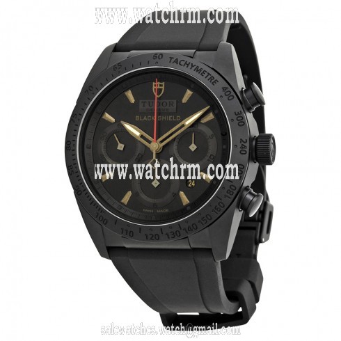 Tudor Blackshield Automatic Chronograph Black Dial Black Rubber Men's Watch 42000CN-BKRS