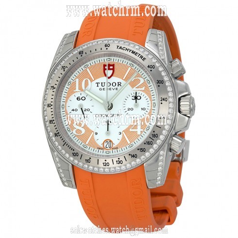 Tudor Chronograph Dial Diamond Orange Rubber Ladies Watch 20310-WOASORS