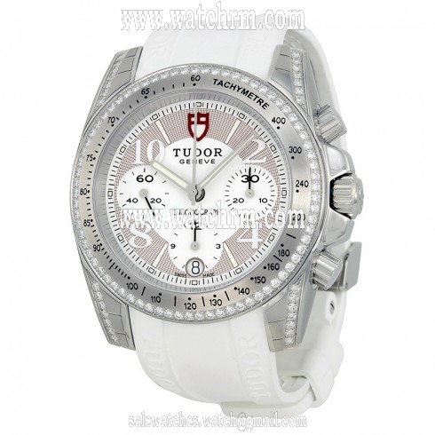 Tudor Chronograph Dial Diamond White Rubber Ladies Watch 20310-WBASWRS