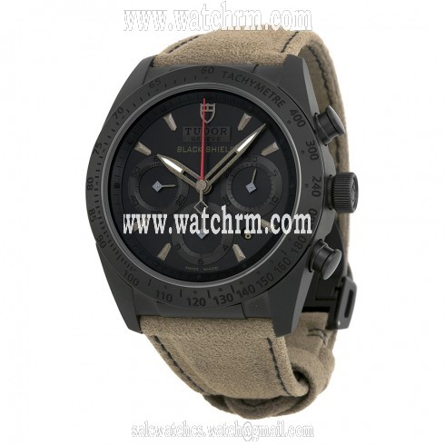 Tudor Fastrider Blackshield Black Dial Alcantara Leather Strap Men's Watch 42000CN-AL