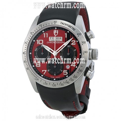 Tudor Fastrider Chronograph Red Dial Black Leather Watch 42000-RDABKLS
