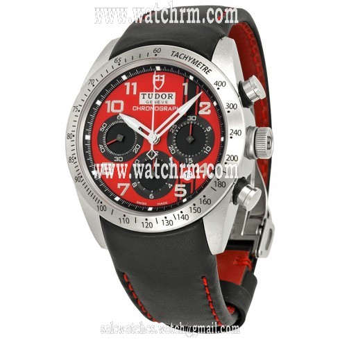 Tudor Fastrider Ducati Red Dial Chronograph Black Leather Men's Watch 42000D-DUC