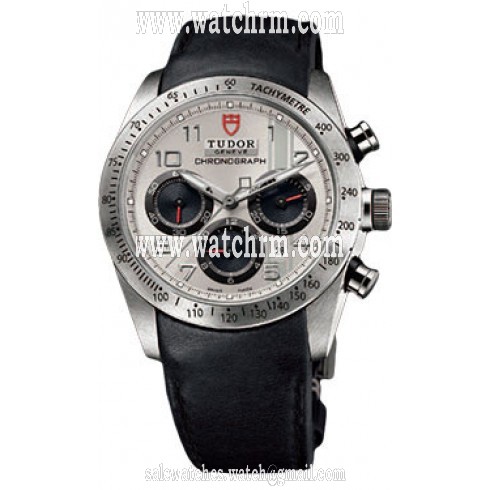 Tudor Fastrider Silver Dial Chronograph Black Leather Men's Watch 42000-SVABKLS