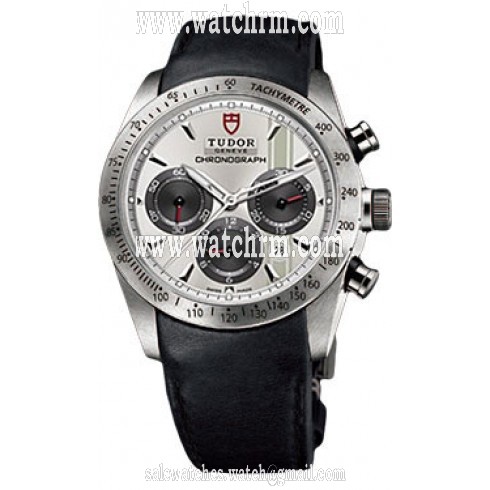 Tudor Fastrider Silver Dial Chronograph Black Leather Men's Watch 42000-SVSBKLS