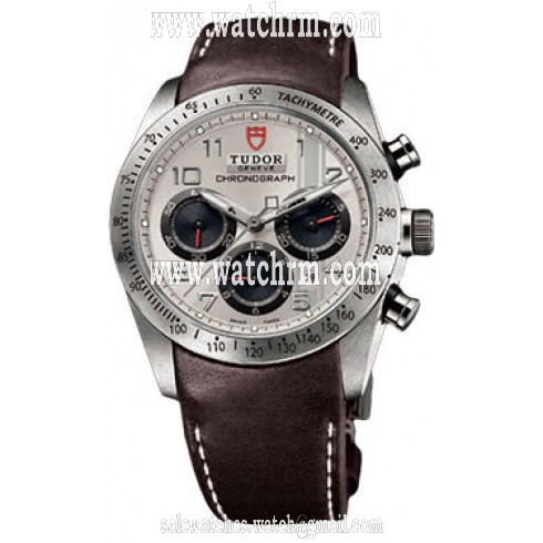 Tudor Fastrider Silver Dial Chronograph Brown Leather Men's Watch 42000-SVABRLS