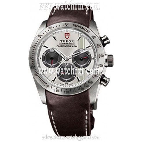 Tudor Fastrider Silver Dial Chronograph Brown Leather Men's Watch 42000-SVSBRLS