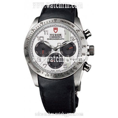 Tudor Fastrider White Dial Chronograph Black Leather Men's Watch 42000-WABKLS