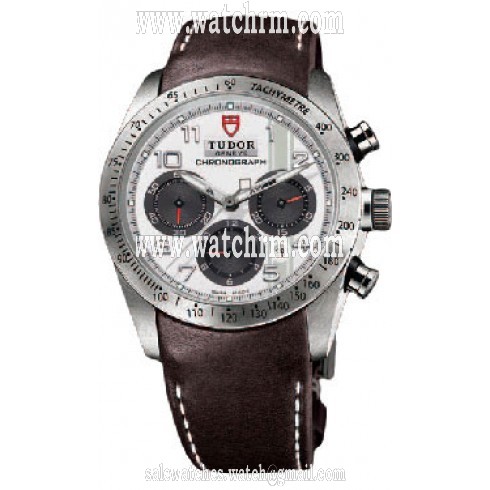 Tudor Fastrider White Dial Chronograph Brown Leather Men's Watch 42000-WABRLS