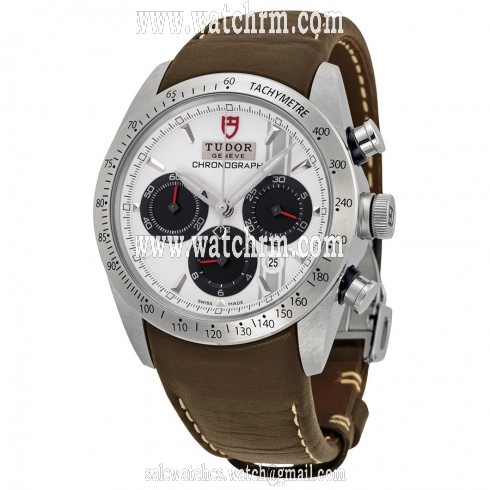 Tudor Fastrider White Dial Chronograph Brown Leather Men's Watch 42000-WSBRLS