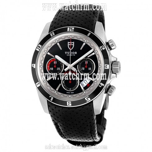 Tudor Grantour Chronograph Automatic Black Dial Black Leather Men's Watch 20530N-BKMCPL