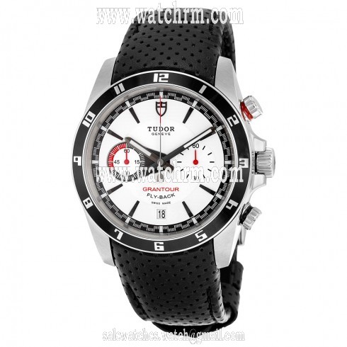 Tudor Grantour White Dial Black Leather Men's Watch 20550N-WMCPL