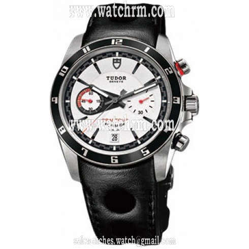 Tudor Grantour White Dial Black Leather Men's Watch 20550N-WLPL