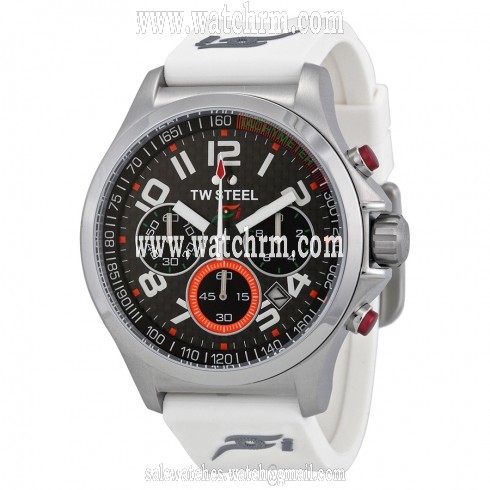 TW Steel Chronograph Black Dial White Rubber Men's Watch TW428